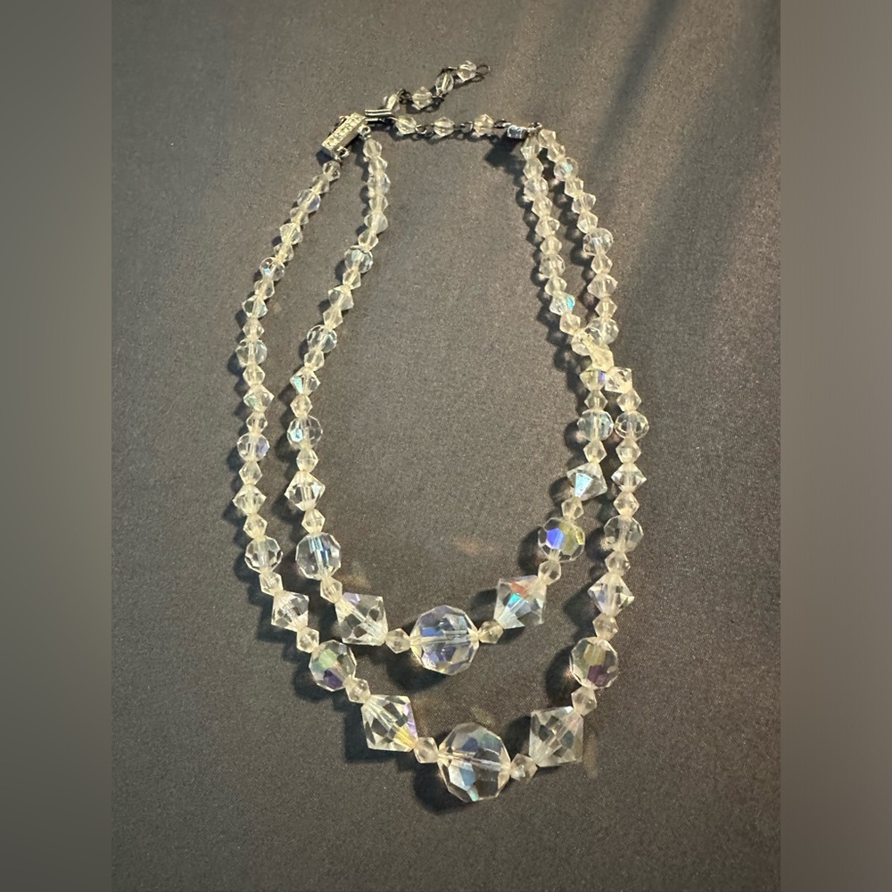 1950s aurora borealis double strand necklace